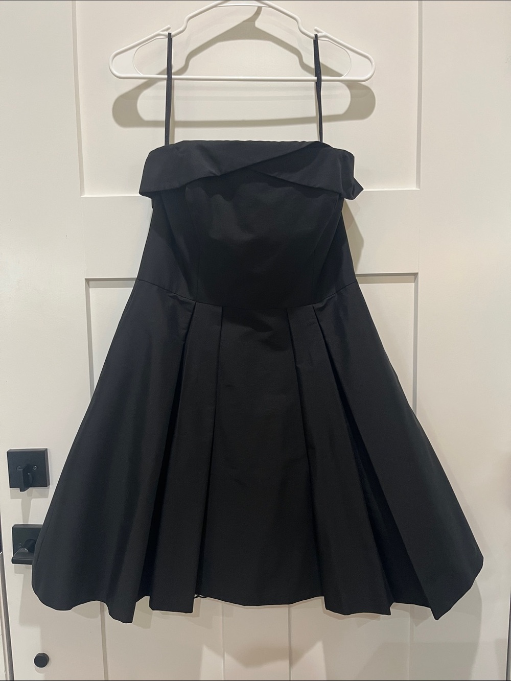White House Black Market Classic Black Fit-and-Flare Dress with Folded Neckline